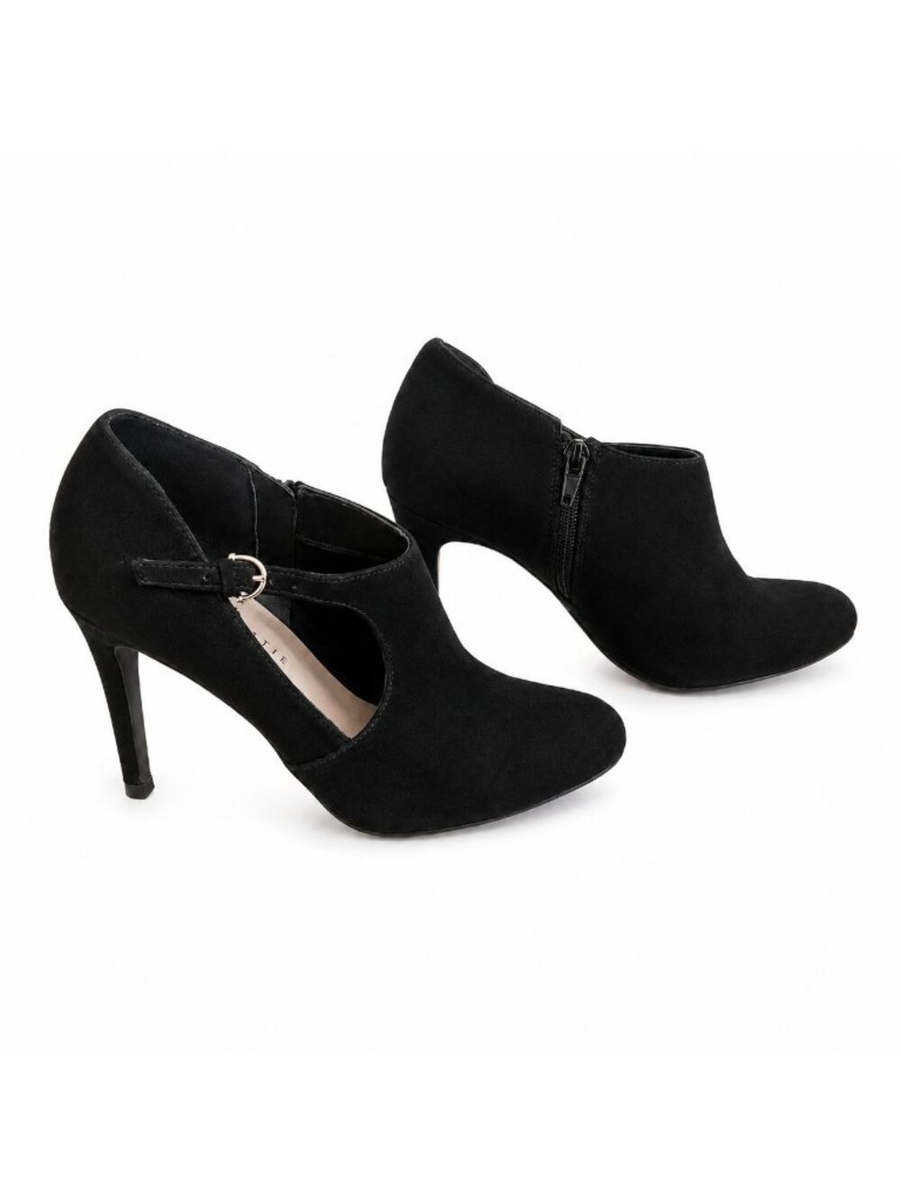 Kelly & Katie Black Faux Suede Ankle Booties Heels Womens Size 7
